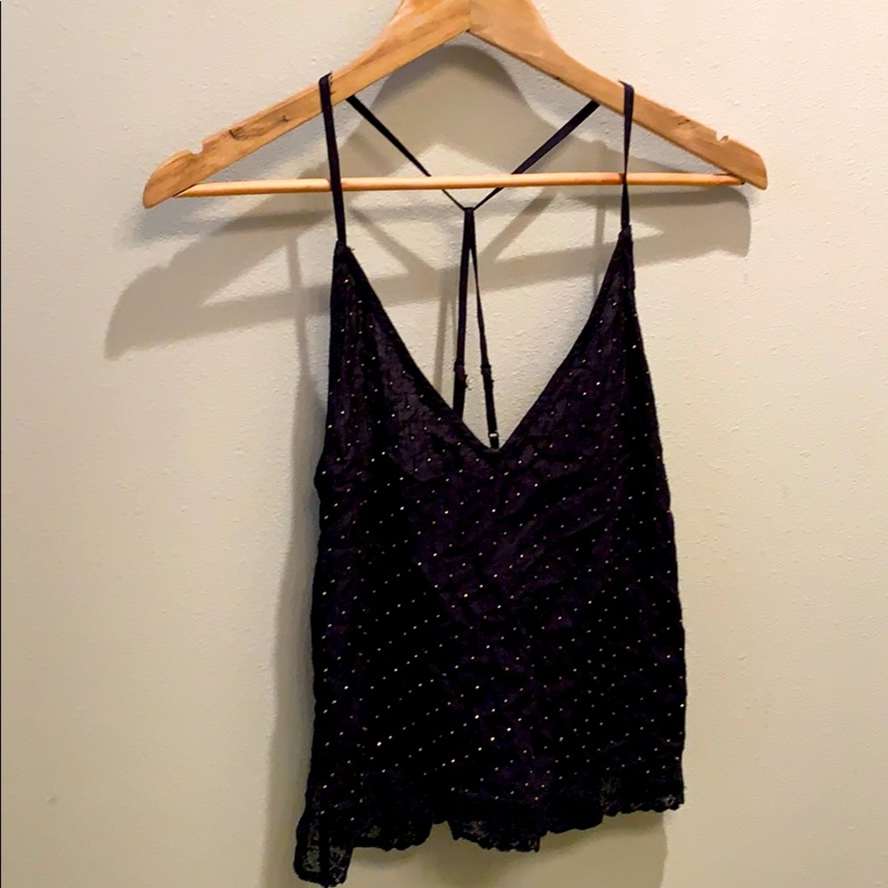 NWT Free People black beaded sling tank top